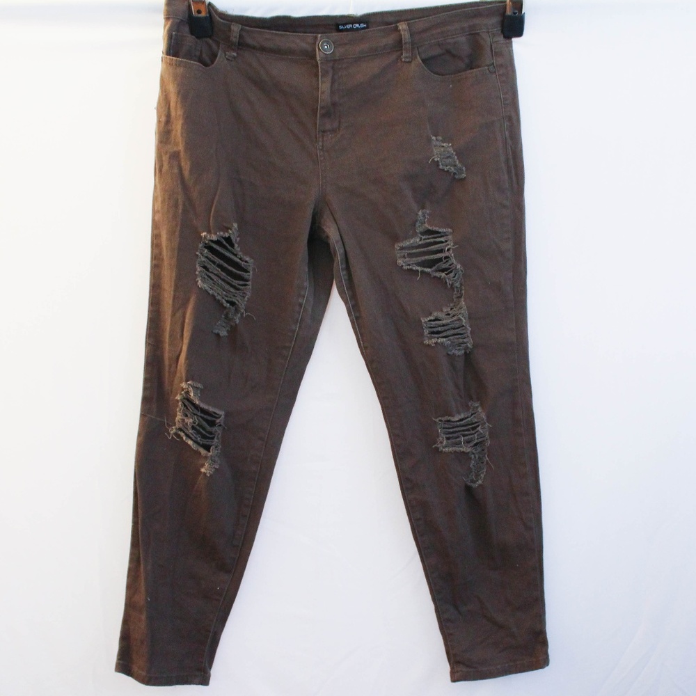 Olive Green Distressed Jeans